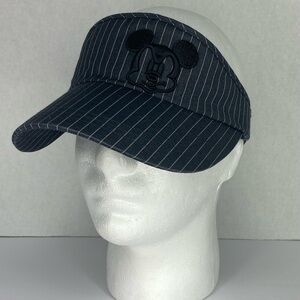 Disney Parks Mickey Mouse Black White Pin Striped Adjustable Visor Size Adult